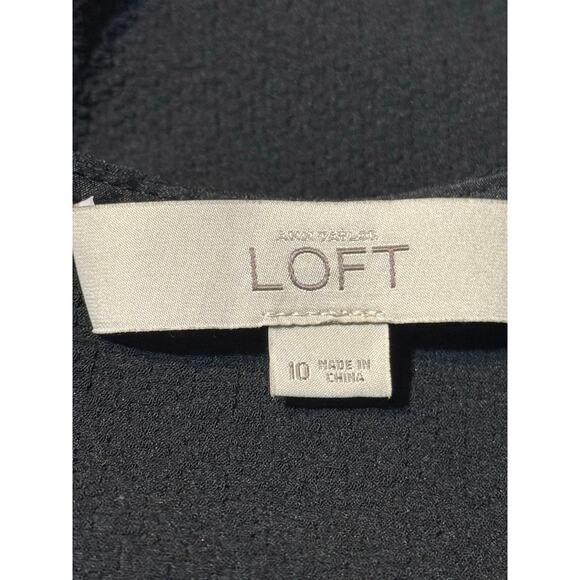 Ann Taylor LOFT Black Shift Dress with Ruffle Short Sleeves Size 10 - Picture 8 of 8